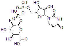 CAS#: 149091-03-2， (2S,3S,4S,5R,6R)-6-[[[(2R,3S,4R,5R)-5-(2,4-Dioxopyrimidin-1-Yl)-3,4-Dihydroxyoxolan-2-Yl]Methoxy-Hydroxyphosphoryl]Oxy-Hydroxyphosphoryl]Oxy-5-Fluoro-3,4-Dihydroxyoxane-2-Carboxylic Acid