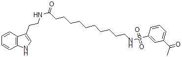 CAS#: 150214-86-1， 11-[(3-Acetylphenyl)Sulfonylamino]-N-[2-(1H-Indol-3-Yl)Ethyl]Undecanamide