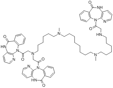 CAS#: 152429-64-6， 11-[2-[6-[Methyl-[8-[Methyl-[6-[[2-Oxo-2-(6-Oxo-5H-Pyrido[2,3-b][1,4]Benzodiazepin-11-Yl)Ethyl]Amino]Hexyl]Amino]Octyl]Amino]Hexyl-[2-Oxo-2-(6-Oxo-5H-Pyrido[2,3-b][1,4]Benzodiazepin-11-Yl)Ethyl]Amino]Acetyl]-5H-Pyrido[2,3-b][1,4]Benzodiazepin-6-One