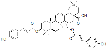 CAS#: 152509-92-7， (4aS,6aR,6aR,6bR,8aR,10S,12aR,14bS)-10-[(E)-3-(4-Hydroxyphenyl)Prop-2-Enoyl]Oxy-6a-[[(E)-3-(4-Hydroxyphenyl)Prop-2-Enoyl]Oxymethyl]-2,2,6B,9,9,12a-Hexamethyl-1,3,4,5,6,6a,7,8,8a,10,11,12,13,14b-Tetradecahydropicene-4a-Carboxylic Acid
