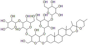 CAS#: 152574-90-8， (25R)-5alpha-Spirostan-3beta-Yl-4-O-((2-O-(beta-D-Glucopyranosyl)-beta-D-Glucopyranosyl)-3-O-(beta-D-Xylopyranosyl)-beta-D-Glucopyranosyl)-beta-D-Galactopyranoside