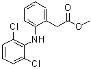 structure of CAS# 15307-78-5, Methyl {2-[(2,6-Dichlorophenyl)Amino]Phenyl}Acetate;[2-(2,6-D<wbr>ichloro-p<wbr>henylamin<wbr>o)-phenyl<wbr>]-acetic <wbr>acid meth<wbr>yl ester;Acetic acid, [o-(2,6-dichloroanilino)phenyl]-, methyl ester;DICLOFENAC METHYL ESTER