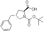 structure of CAS# 153074-95-4, (4R)-4-Benzyl-1-{[(2-Methyl-2-Propanyl)Oxy]Carbonyl}-L-Proline;(2S,4R)-4<wbr>-benzyl-1<wbr>-(tert-bu<wbr>toxycarbo<wbr>nyl)pyrro<wbr>lidine-2-<wbr>carboxyli<wbr>c acid;Boc-(2S,4R)-4-benzyl-pyrrolidine-2-carboxylic acid;Boc-(R)-γ-benzyl-L-proline