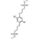 structure of CAS# 153912-33-5, Disodium 3,3'-[(2,5-Dibromo-1,4-Phenylene)Bis(Oxy)]Di(1-Propanesulfonate);1,4-DIBROMO-2,5-BIS B;1,4-Dibromo-2,5-bis(3-sulfonatopropoxy)benzene disodium salt;659231_ALDRICH