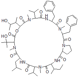 CAS#: 153954-75-7， 24-Butan-2-Yl-12-(3-Hydroxybutan-2-Yl)-15-(2-Hydroxypropan-2-Yl)-4,10,16,22-Tetramethyl-18-(2-Methylpropyl)-3,6-Bis(Phenylmethyl)-9,21-Di(Propan-2-Yl)-13-Oxa-1,4,7,10,16,19,22,25-Octazabicyclo[25.3.0]Triacontane-2,5,8,11,14,17,20,23,26-Nonone