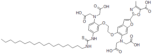 CAS#: 154933-56-9， 2-[6-(Bis(Carboxymethyl)Amino)-5-[2-[2-(Bis(Carboxymethyl)Amino)-5-(Octadecylcarbamothioylamino)Phenoxy]Ethoxy]-1-Benzofuran-2-Yl]-4-Methyl-1,3-Oxazole-5-Carboxylic Acid
