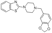 structure of CAS# 155106-73-3, 2-[4-(1,3-Benzodioxol-5-Ylmethyl)Piperazin-1-Yl]-1,3-Benzothiazole;2-[4-(1,3-Benzodioxol-5-Ylmethyl)-1-Piperazinyl]-1,3-Benzothiazole;Oprea1_123424;Ncgc00024757-02