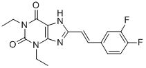 CAS 登录号：155271-46-8， 8-[(E)-2-(3,4-二氟苯基)乙烯基]-1,3-二乙基-7H-嘌呤-2,6-二酮