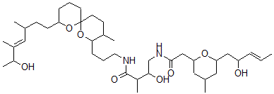 CAS#: 155660-91-6， 3-Hydroxy-N-[3-[8-[(E)-6-Hydroxy-3,5-Dimethylhept-4-Enyl]-3-Methyl-1,7-Dioxaspiro[5.5]Undecan-2-Yl]Propyl]-4-[[2-[6-[(E)-2-Hydroxypent-3-Enyl]-4-Methyloxan-2-Yl]Acetyl]Amino]-2-Methylbutanamide