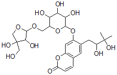 CAS#: 155740-16-2， 7-[6-[[3,4-Dihydroxy-4-(Hydroxymethyl)Oxolan-2-Yl]Oxymethyl]-3,4,5-Trihydroxyoxan-2-Yl]Oxy-6-(2,3-Dihydroxy-3-Methylbutyl)Chromen-2-One