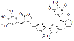 CAS#: 155969-67-8， (3R,4R)-3-[(4-Hydroxy-3,5-Dimethoxyphenyl)Methyl]-4-[[4-[4-[[(3R,4R)-4-[(4-Hydroxy-3,5-Dimethoxyphenyl)Methyl]-5-Oxooxolan-3-Yl]Methyl]-2-Methoxyphenyl]-3-Methoxyphenyl]Methyl]Oxolan-2-One