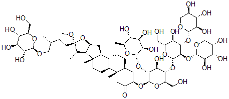CAS#: 156857-31-7， 3-Hydroxy-22-Methoxy-26-O-Glucopyranosyloxy-Furost-25(27)-En-2-One-3-O-(O-Rhamnopyranosyl-(1-2)-O-(O-Arabinopyranosyl-(1-2)-O-(Xylopyranosyl-(1-3))-Glucopyranosyl-(1-4))Galactopyranoside)
