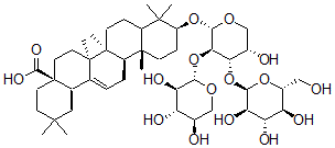 CAS#: 156980-30-2， (3beta)-3-((O-beta-D-glucopyranosyl-(1-3)-O-(beta-D-xylopyranosyl-(1-2))-alpha-L-arabinopyranosyl)oxy)-Olean-12-en-28-oic acid