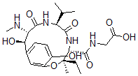 CAS#: 158243-18-6， 2-[[(3R,4S,7S,10S,11R)-3-Ethyl-11,15-Dihydroxy-3-Methyl-10-Methylamino-6,9-Dioxo-7-Propan-2-Yl2-Oxa-5,8-Diazabicyclo[10.3.1]Hexadeca-1(15),12(16),13-Triene-4-Carbonyl]Amino]Acetic Acid