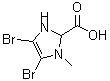 structure of CAS# 158585-80-9, 4,5-Dibromo-1-Methyl-2,3-Dihydro-1H-Imidazole-2-Carboxylic Acid;4,5-DIBROMO-1-METHYLIMIDAZOLE-2-CARBOXYLICACID