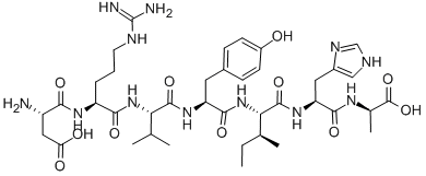 structure of CAS# 159432-28-7, 5-L-Isoleucine-7-D-Alanine-1-7-Angiotensin II;(D-Ala7)-Angiotensin I/II (1-7) A-779;H-ASP-ARG-VAL-TYR-ILE-HIS-D-ALA-OH;(D-ALA7)-ANGIOTENSIN I/II (1-7)