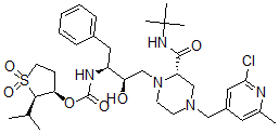 CAS#: 159565-70-5， [(2R,3R)-1,1-Dioxo-2-Propan-2-Ylthiolan-3-Yl] N-[(2S,3R)-4-[(2S)-2-(Tert-Butylcarbamoyl)-4-[(2-Chloro-6-Methylpyridin-4-Yl)Methyl]Piperazin-1-Yl]-3-Hydroxy-1-Phenylbutan-2-Yl]Carbamate