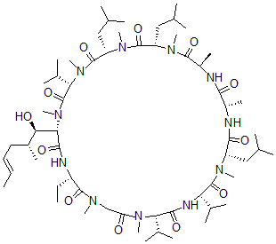 CAS#: 159605-70-6， (3S,6S,9S,12R,15S,18S,21S,24S,30S,33S)-30-Ethyl-33-[(E,1R,2R)-1-Hydroxy-2-Methylhex-4-Enyl]-1,4,7,10,12,15,19,25,28-Nonamethyl-6,9,18-Tris(2-Methylpropyl)-3,21,24-Tri(Propan-2-Yl)-1,4,7,10,13,16,19,22,25,28,31-Undecazacyclotritriacontane-2,5,8,11,14,17,20,23,26,29,32-Undecone