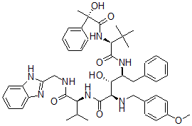 CAS#: 161389-25-9， (2S)-N-[(2S,3R,4R)-5-[[(2S)-1-(1H-Benzimidazol-2-Ylmethylamino)-3-Methyl-1-Oxobutan-2-Yl]Amino]-3-Hydroxy-4-[(4-Methoxyphenyl)Methylamino]-5-Oxo-1-Phenylpentan-2-Yl]-2-[[(2S)-2-Hydroxy-2-Phenylpropanoyl]Amino]-3,3-Dimethylbutanamide