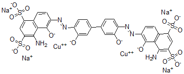 CAS#: 16143-79-6， Tetrasodium [mu-[[6,6'-[(3,3'-Dihydroxy[1,1'-Biphenyl]-4,4'-Diyl)Bis(Azo)]Bis[4-Amino-5-Hydroxynaphthalene-1,3-Disulphonato]]]]Dicuprate