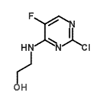 structure of CAS# 16255-90-6, 2-[(2-Chloro-5-Fluoro-4-Pyrimidinyl)Amino]Ethanol;2-[(2-chloro-5-fluoro-4-pyrimidinyl)amino]ethanol;2-[(2-chloro-5-fluoropyrimidin-4-yl)amino]ethan-1-ol;2-Chloro-5-fluoro-4-(2-hydroxyethylamino)pyrimidine