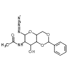structure of CAS# 168397-51-1, N-(6-Azido-8-Hydroxy-2-Phenylhexahydropyrano[3,2-d][1,3]Dioxin-7-Yl)Acetamide;2-Acetami<wbr>do-4,6-O-<wbr>benzylide<wbr>ne-2-deox<wbr>y-β-D-glu<wbr>copyranos<wbr>yl Azide;N-[2-(dia<wbr>zoazamvin<wbr>yl)-4-hyd<wbr>roxy-6-ph<wbr>enyl-2H-3<wbr>,4,5,6,7,<wbr>8,4a,8a-o<wbr>ctahydro-<wbr>5,7-dioxa<wbr>chromen-3<wbr>-yl]aceta<wbr>mide