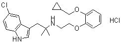 CAS#: 169505-93-5， 1-(5-Chloro-1H-Indol-3-Yl)-N-{2-[2-(Cyclopropylmethoxy)Phenoxy]Ethyl}-2-Methyl-2-Propanamine Hydrochloride (1:1)