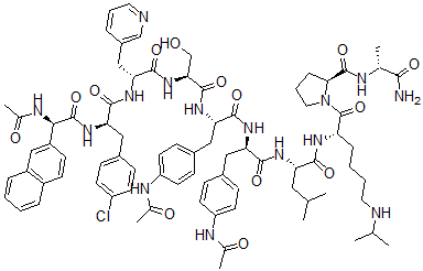 CAS#: 170157-13-8， N-Acetyl-3-(2-naphthalenyl)-D-alanyl-4-chloro-D-phenylalanyl-3-(3-pyridinyl)-D-alanyl-L-seryl-4-(acetylamino)-L-phenylalanyl-4-(acetylamino)-D-phenylalanyl-L-leucyl-N6-(1-methylethyl)-L-lysyl-L-prolyl-D-Alaninamide