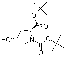 structure of CAS# 170850-75-6, (2S,4R)-4-Hydroxy-1,2-Pyrrolidinedicarboxylic Acid 1,2-Bis(1,1-Dimethylethyl) Ester;1,2-Pyrrolidinedicarboxylic Acid, 4-Hydroxy-, Bis(1,1-Dimethylethyl) Ester, (2S-Trans)-;1,2-Pyrrolidinedicarboxylicacid, 4-Hydroxy-, 1,2-Bis(1,1-Dimethylethyl) Ester, (2S,4R)-;N-ALPHA-T-BUTOXYCARBONYL-TRANS-4-HYDROXY-L-PROLINE T-BUTYL ESTER