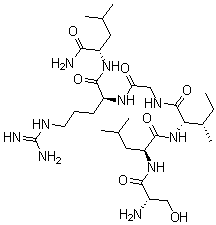 structure of CAS# 171436-38-7, L-Seryl-L-Leucyl-L-Isoleucylglycyl-L-Arginyl-L-Leucinamide;REF DUPL: H-Ser-Leu-Ile-Gly-Arg-Leu-NH2;PAR-2 (1-6) AMIDE (MOUSE, RAT);H-SER-LEU-ILE-GLY-ARG-LEU-NH2