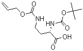 structure of CAS# 171820-73-8, Nalpha-Boc-Ngamma-allyloxycarbonyl-L-2,4-diaminobutyric acid;N-ALPHA-T-BUTOXYCARBONYL-N-GAMMA-ALLYLOXYCARBONYL-L-ALPHA,GAMMA-DIAMINOBUTYRIC ACID;BOC-N-GAMMA-ALLYLOXYCARBONYL-L-2,4-DIAMINOBUTYRIC ACID;BOC-ALPHA,GAMMA-DIAMINOBUTYRIC ACID(ALOC)-OH