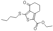 structure of CAS# 172516-33-5, 3-(Butylthio)-4,5,6,7-Tetrahydro-4-Oxo-Benzo[c]Thiophene-1-Carboxylic Acid Ethyl Ester;ETHYL 3-(1-N-BUTYLTHIO)-4-OXO-4,5,6,7-TETRAHYDROBENZO(C)THIOPHENE-1-CARBOXYLATE;ETHYL 3-(BUTYLTHIO)-4-OXO-4,5,6,7-TETRAHYDROBENZO[C]THIOPHENE-1-CARBOXYLATE;Ethyl 3-(Butylthio)-4-Oxo-4,5,6,7-Terahydrobenzo[C]Thiophene-1-Carboxylate