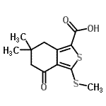 structure of CAS# 172516-41-5, 6,6-Dimethyl-3-(Methylsulfanyl)-4-Oxo-4,5,6,7-Tetrahydro-2-Benzothiophene-1-Carboxylic Acid;6,6-Dimethyl-3-(methylthio)-4-oxo-4,5,6,7-;6,6-Dimet<wbr>hyl-3-(me<wbr>thylthio)<wbr>-4-oxo-4,<wbr>5,6,7-tet<wbr>ra-hydrob<wbr>enzo[c]th<wbr>iophene-1<wbr>-carboxyl<wbr>ic acid;6,6-dimet<wbr>hyl-3-met<wbr>hylthio-4<wbr>-oxo-5,6,<wbr>7-trihydr<wbr>obenzo[1,<wbr>2-c]thiop<wbr>henecarbo<wbr>xylic acid