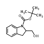structure of CAS# 172647-87-9, 2-Methyl-2-Propanyl 2-(Hydroxymethyl)-1-Indolinecarboxylate;(tert-Butyl) 2-(hydroxymethyl)indoline-1-carboxylate;2-(Hydroxymethyl)indoline, N-BOC protected 97%;tert-butyl 2-(hydroxymethyl)indolinecarboxylate