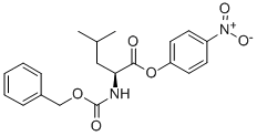structure of CAS# 1738-87-0, N-[(Phenylmethoxy)Carbonyl]-L-Leucine 4-Nitrophenyl Ester;4-Methyl-2-[[Oxo-(Phenylmethoxy)Methyl]Amino]Pentanoic Acid (4-Nitrophenyl) Ester;2-(Benzyloxycarbonylamino)-4-Methyl-Valeric Acid (4-Nitrophenyl) Ester;Benzyloxycarbonyl-L-Leucine P-Nitrophenyl Ester