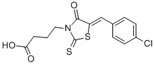 结构式 CAS# 17385-93-2, 4-[5-(4-氯-亚苄基)-4-氧代-2-硫代-噻唑烷-3-基]-丁酸