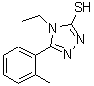 structure of CAS# 174574-01-7, 4-Ethyl-5-(2-Methylphenyl)-4H-1,2,4-Triazole-3-Thiol;1,2,4-triazole-3-thiol;4-ethyl-5-(2-methylphenyl)-1,2,4-triazole-3-thiol;4-ethyl-5-(2-methylphenyl)-4H-