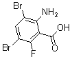 structure of CAS# 175135-10-1, 2-Amino-3,5-Dibromo-6-Fluoro-Benzoic Acid;2-Amino-3,5-Dibromo-6-Fluorobenzoic Acid 98%;2-Amino-3,5-Dibromo-6-Fluorobenzoicacid98%;2-AMINO-3,5-DIBROMO-6-FLUOROBENZOIC ACID
