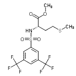structure of CAS# 175202-21-8, Methyl N-{[3,5-bis(trifluoromethyl)phenyl]sulfonyl}-L-methioninate;(S)-methy<wbr>l 2-(3,5-<wbr>bis(trifl<wbr>uoromethy<wbr>l)phenyls<wbr>ulfonamid<wbr>o)-4-(met<wbr>hylthio)b<wbr>utanoate;Methyl (2<wbr>S)-2-({[3<wbr>,5-bis(tr<wbr>ifluorome<wbr>thyl)phen<wbr>yl]sulpho<wbr>nyl}amino<wbr>)-4-(meth<wbr>ylthio)bu<wbr>tanoate 9<wbr>7%;Methyl (2<wbr>S)-2-{[3,<wbr>5-bis(tri<wbr>fluoromet<wbr>hyl)pheny<wbr>l]sulphon<wbr>amido}-4-<wbr>(methylsu<wbr>lphanyl)b<wbr>utanoate,<wbr> Methyl (<wbr>2S)-2-{[3<wbr>,5-bis(tr<wbr>ifluorome<wbr>thyl)phen<wbr>yl]sulpho<wbr>namido}-4<wbr>-(methylt<wbr>hio)butan<wbr>oate, N-{<wbr>[3,5-Bis(<wbr>trifluoro<wbr>methyl)ph<wbr>enyl]sulp<wbr>honyl}-L-<wbr>methionin<wbr>e methyl <wbr>ester