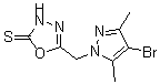 结构式 CAS# 175202-84-3, 5-[(4-溴-3,5-二甲基-1H-吡唑-1-基)甲基]-1,3,4-恶二唑-2(3H)-硫酮