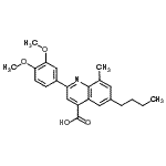 structure of CAS# 175205-02-4, 6-Butyl-2-(3,4-Dimethoxyphenyl)-8-Methyl-4-Quinolinecarboxylic Acid;6-Butyl-2<wbr>-(3,4-dim<wbr>ethoxy-ph<wbr>enyl)-8-m<wbr>ethyl-qui<wbr>noline-4-<wbr>carboxyli<wbr>c acid;MFCD00220061