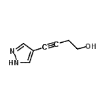 structure of CAS# 175474-15-4, 4-(1H-Pyrazol-4-Yl)-3-Butyn-1-Ol;4-(1H-Pyrazol-4-yl)but-3-yn-1-ol;4-pyrazol-4-ylbut-3-yn-1-ol;MFCD09800602