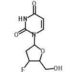结构式 CAS# 178374-44-2, 1-(2,3-二脱氧-3-氟呋喃戊糖基)-2,4(1H,3H)-嘧啶二酮