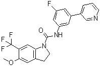 CAS#: 181629-93-6， N-[3-Fluoro-5-(3-Pyridinyl)Phenyl]-5-Methoxy-6-(Trifluoromethyl)-1-Indolinecarboxamide