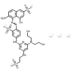 CAS 登录号：182061-89-8， 三钠6-氨基-5-[4-[[4-[二(2-羟基乙基)氨基]-6-(2-磺酸乙基氨基)-1,3,5-三嗪-2-基]氨基]-2-磺酸-苯基]偶氮-4-羟基-萘-2-磺酸酯