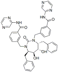 CAS#: 183854-80-0， 3-[[(4R,5S,6S,7R)-5,6-Dihydroxy-2-Oxo-4,7-Bis(Phenylmethyl)-3-[[3-(Pyrazin-2-Ylcarbamoyl)Phenyl]Methyl]-1,3-Diazepan-1-Yl]Methyl]-N-Pyrazin-2-Ylbenzamide