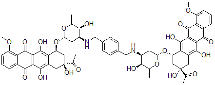 CAS#: 186131-38-4， 3,3'-(1,4-Phenylenebis(methyleneimino))bis((1S,3S)-3-acetyl-1,2,3,4,6,11-hexahydro-3,5,12-trihydroxy-10-methoxy-6,11-dioxo-1-naphthacenyl 2,3,6-trideoxy-alpha-L-lyxo-Hexopyranoside