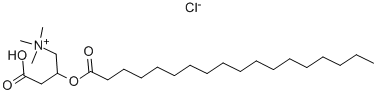 structure of CAS# 18822-91-8, 3-Carboxy-N,N,N-Trimethyl-2-[(1-Oxooctadecyl)Oxy]-1-Propanaminium Chloride (1:1);DL-STEAROYL CARNITINE CHLORIDE
