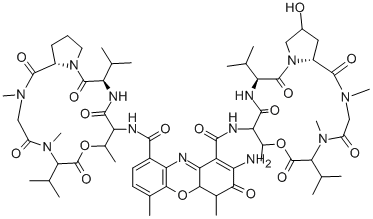 CAS 登录号：18865-46-8， 3'-(4-羟基-L-脯氨酸)-放线菌素D