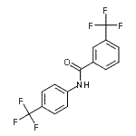structure of CAS# 195371-89-2, 3-(Trifluoromethyl)-N-[4-(Trifluoromethyl)Phenyl]Benzamide;[3-(trifl<wbr>uoromethy<wbr>l)phenyl]<wbr>-N-[4-(tr<wbr>ifluorome<wbr>thyl)phen<wbr>yl]carbox<wbr>amide;3-(trifluoromethyl)-N-(4-(trifluoromethyl)phenyl)benzamide;3-(triflu<wbr>oromethyl<wbr>)-N-[4-(t<wbr>rifluorom<wbr>ethyl)phe<wbr>nyl]benze<wbr>necarboxa<wbr>mide